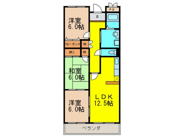 日恵ハイツＤ棟の物件間取画像